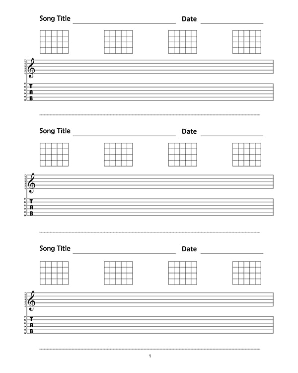 guitar music sheet blank
